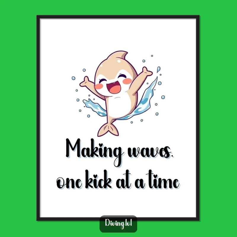 Free Printable Wall Art: Splashy Character Kicking Fins - Funny Downloadable Art for Your Home!