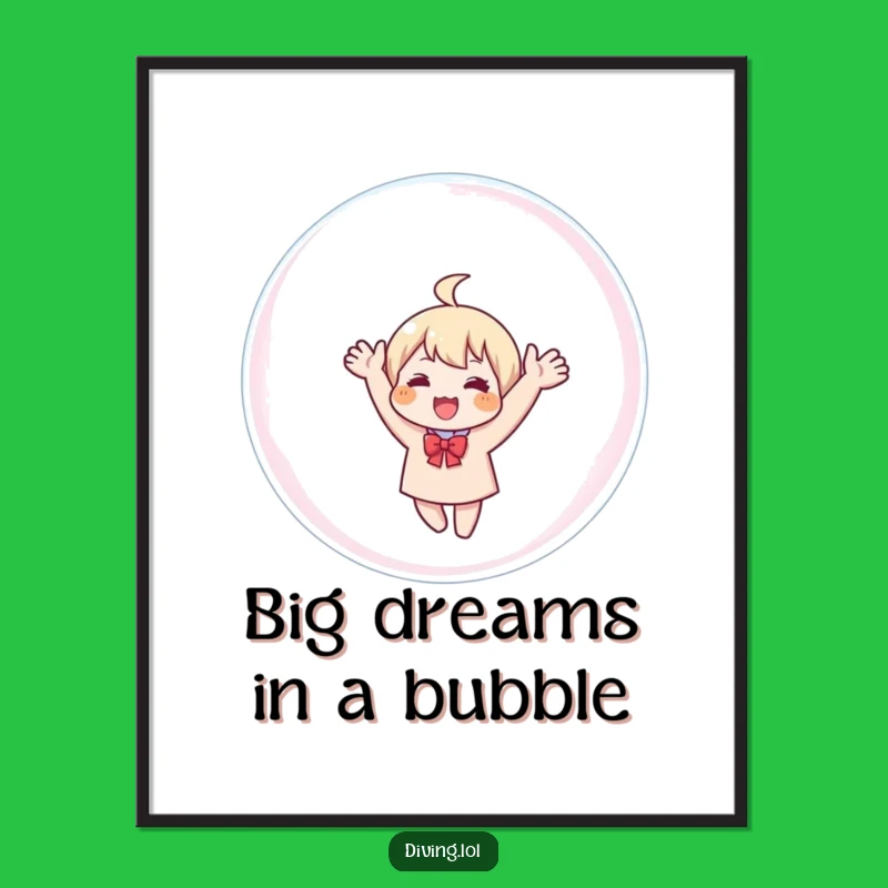 Free Printable Wall Art: Waving Bubble Character Funny Downloadable Decor