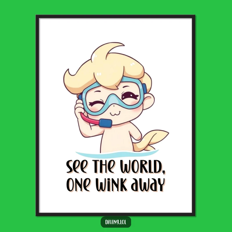 Free Printable Wall Art: Winking Snorkeler Character - Funny Downloadable Art!