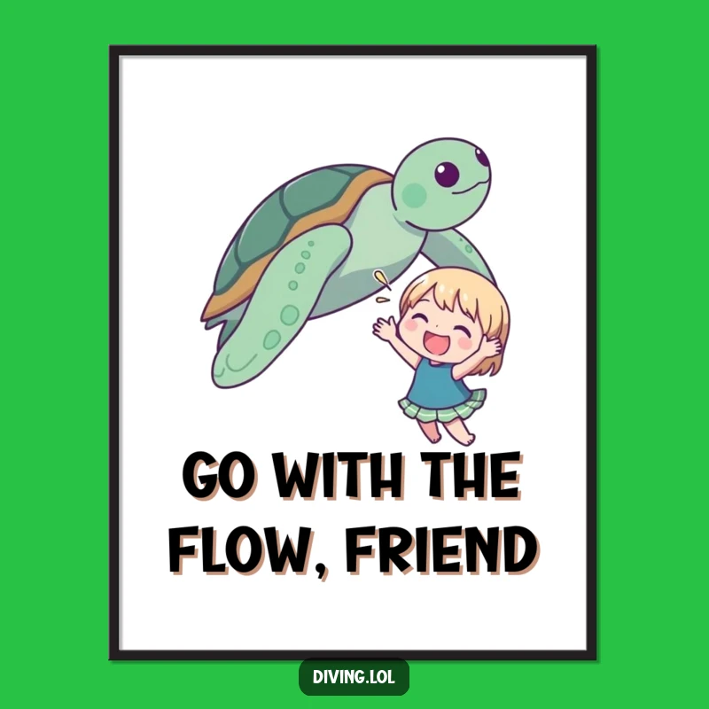 Funny Free Printable Wall Art: Character Waving Turtle - Humorous Downloadable Decor