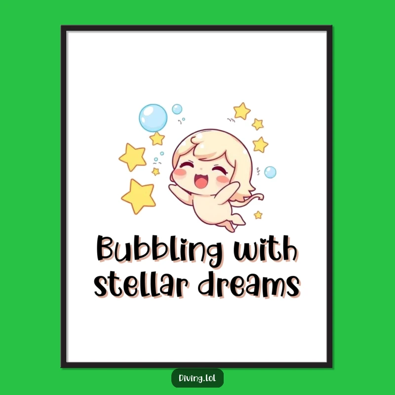 Funny Free Printable Wall Art: Star Bubbles Character, Downloadable Whimsical Decor, DIY Gift