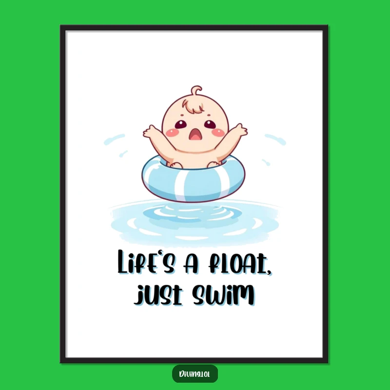 Funny Free Printable Wall Art: Surprised Pool Float Character!