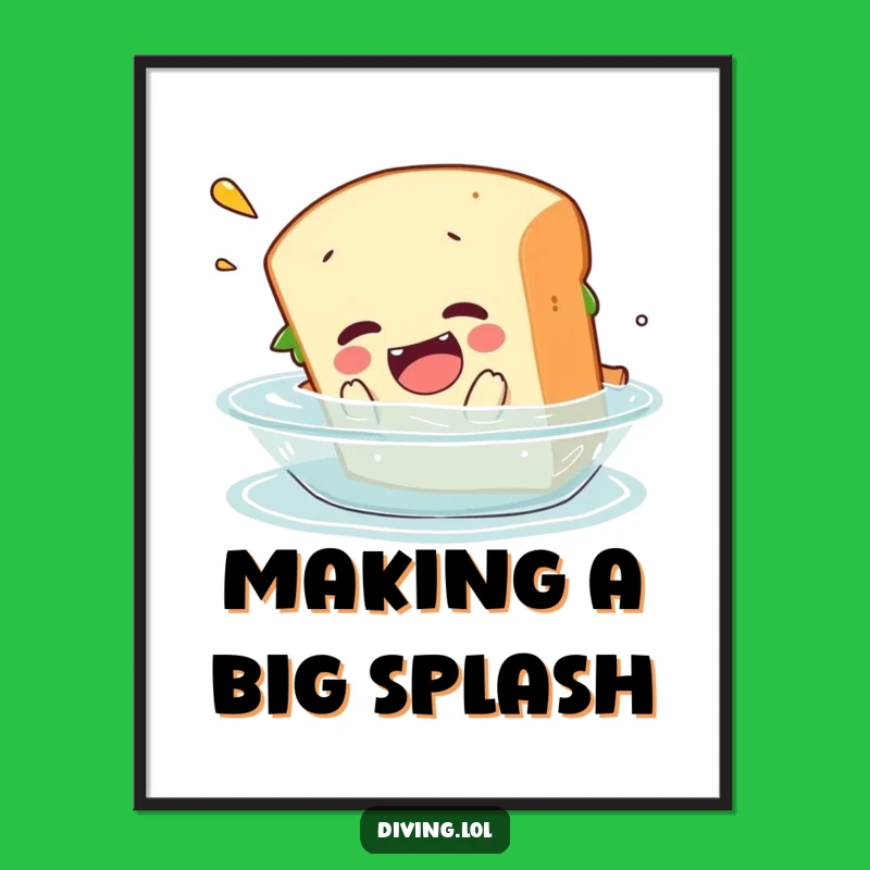 Free Printable Sandwich Wall Art: Funny Belly Flop Cartoon Downloadable Art Decor