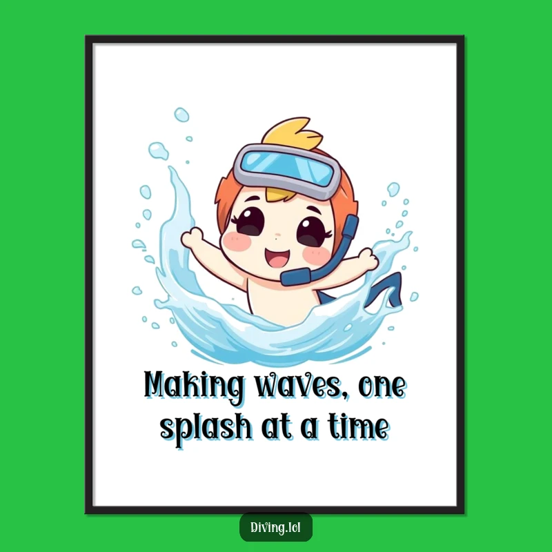 Free Printable Wall Art: Funny Diver Splash, Humorous Downloadable Decor