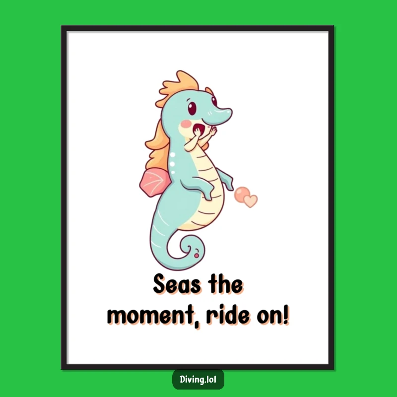 Free Printable Wall Art: Joyful Seahorse Ride Funny Downloadable Art Decor