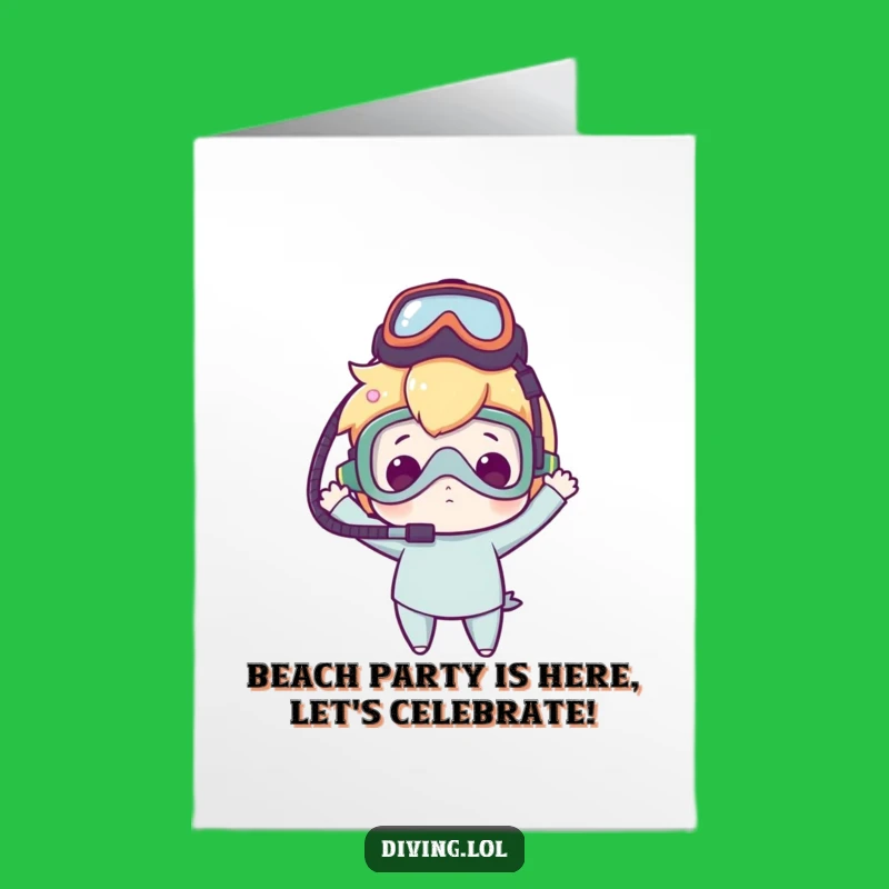 Free Printable Funny Birthday Card: Clumsy Diver Character Downloadable Greeting