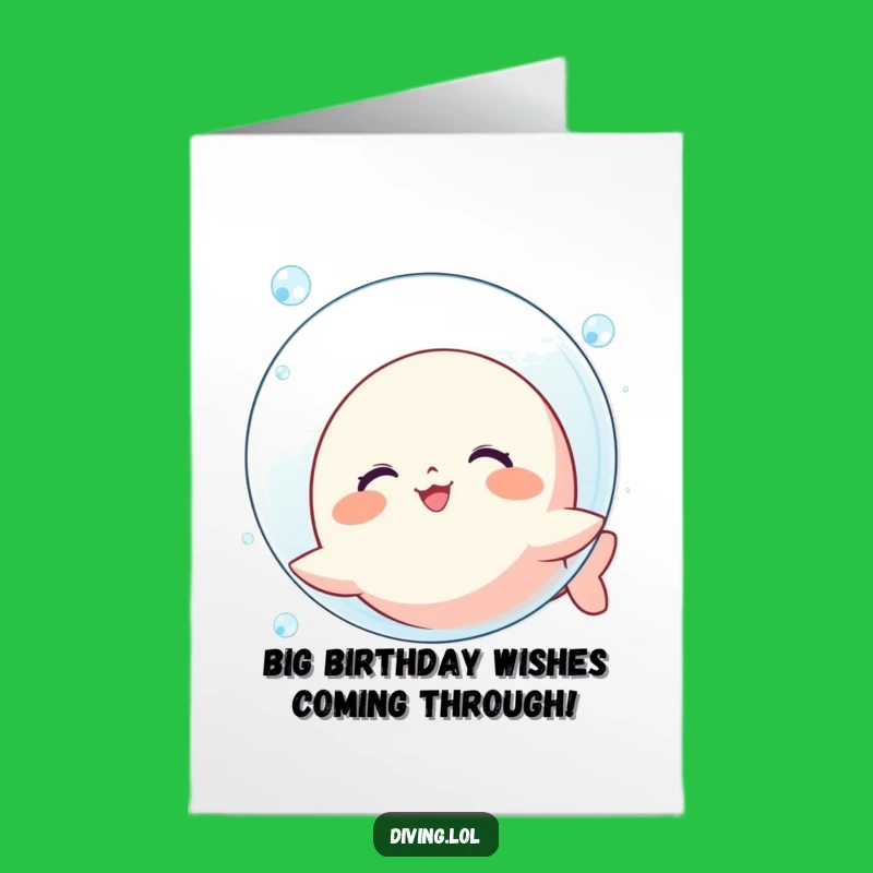Free Printable Birthday Card: Kawaii Bubble Character Fun Greeting Download
