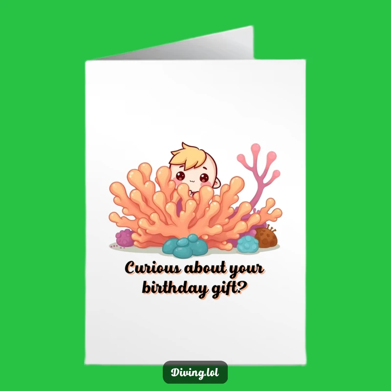 Free Printable Birthday Card: Curious Peek Character Reef Greeting Download