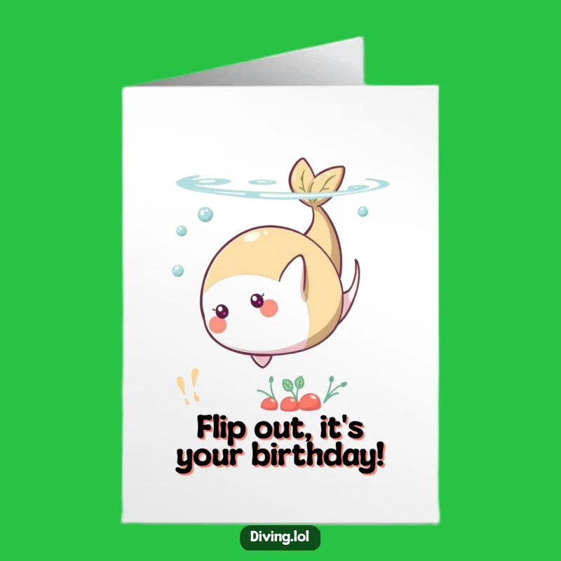 Free Printable Food Birthday Card: Underwater Somersault Greeting Funny Downloadable Gift