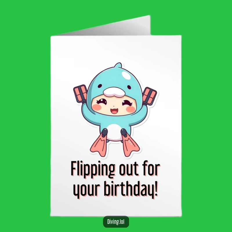 Free Printable Birthday Card: Flipping Fun Swimmer, Downloadable Goofy Greeting