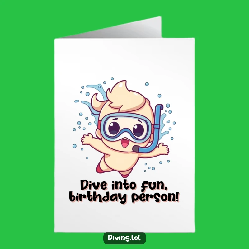 Free Printable Birthday Card: Funny Diver Character Splash, Perfect DIY Gift!