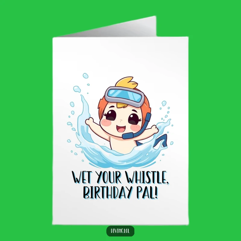 Free Printable Birthday Card: Funny Diver Splash, Downloadable Hilarious Greeting