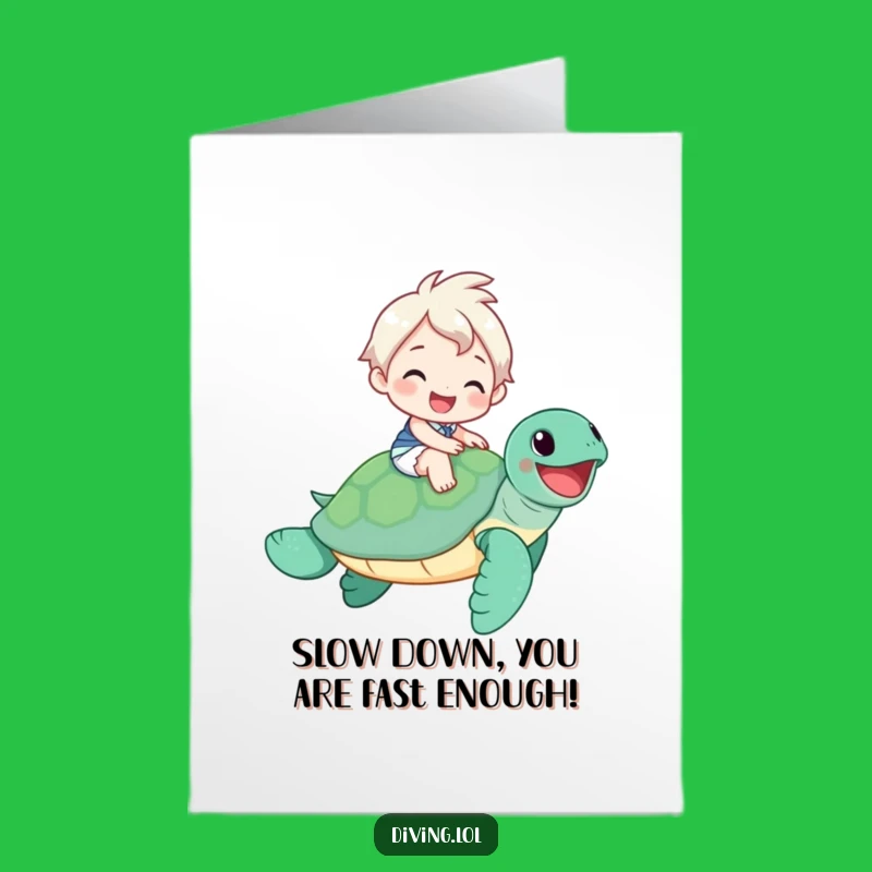 Free Printable Birthday Card: Funny Sea Turtle Rider, Cheerful Downloable Gift for Him or Her
