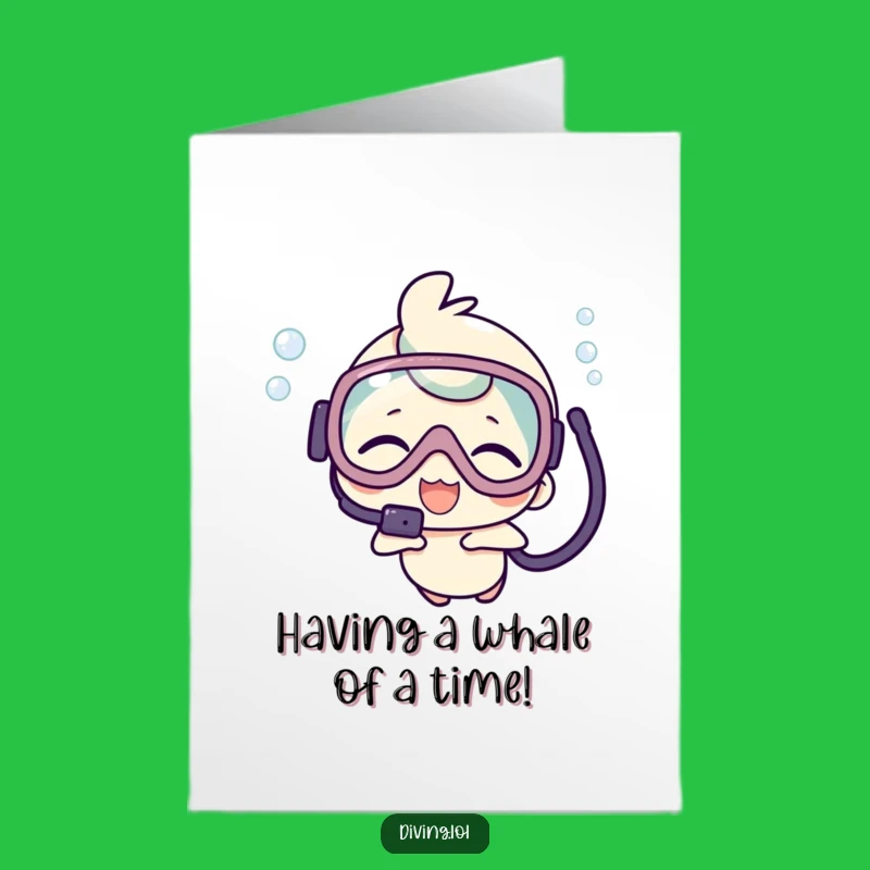 Free Printable Birthday Card: Giggling Scuba Kawaii Funny Gift Downloadable