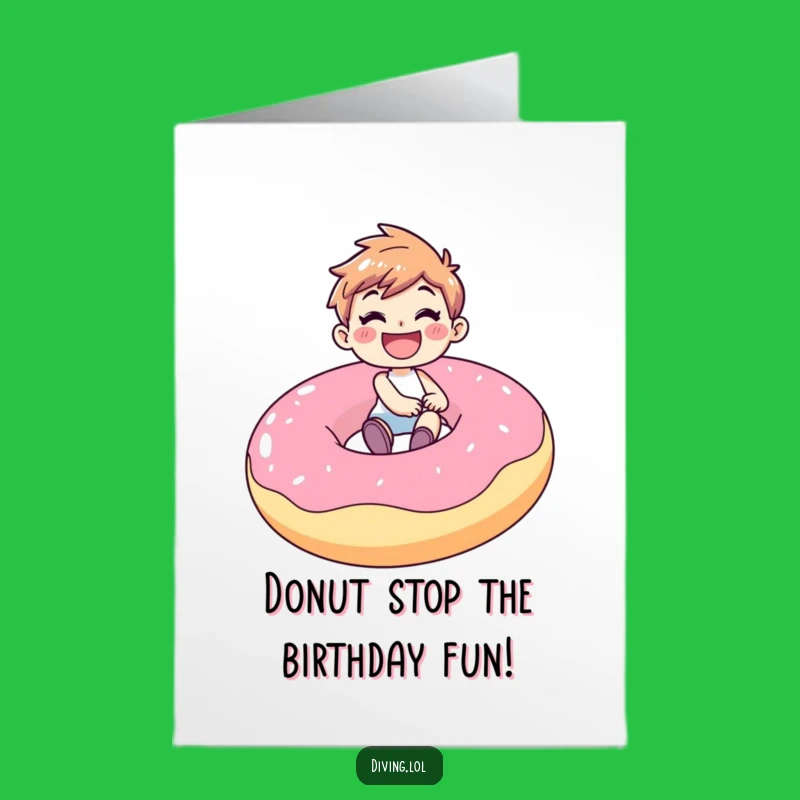 Free Printable Birthday Card: Joyful Donut Rider!