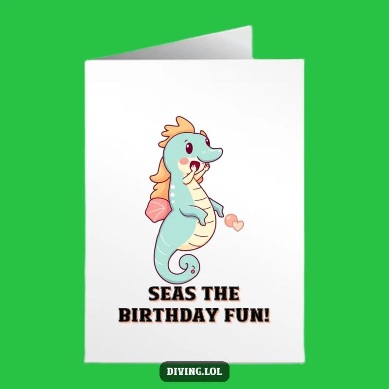 Free Printable Birthday Card: Joyful Seahorse Ride Funny Gift Downloadable