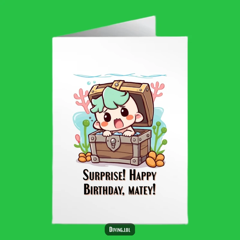 Free Printable Birthday Card: Startled Character Treasure Chest - Funny Dive Gift