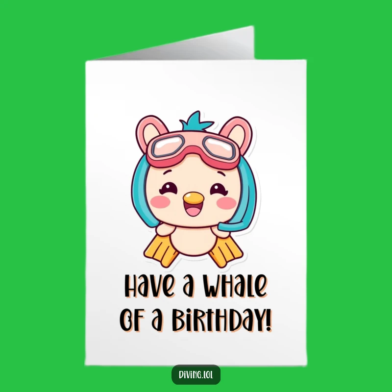 Free Printable Kawaii Diver Birthday Card: Fun Downloadable Gift for Water Lovers