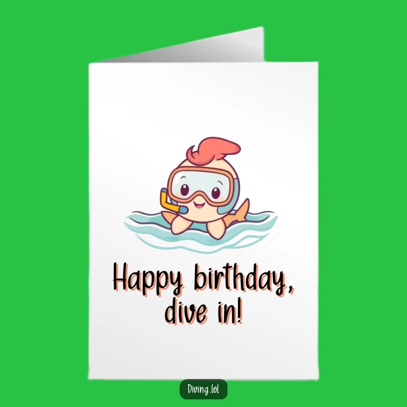 Free Printable Birthday Card: Snorkel Character, Water Fun, Humorous Downloadable Gift