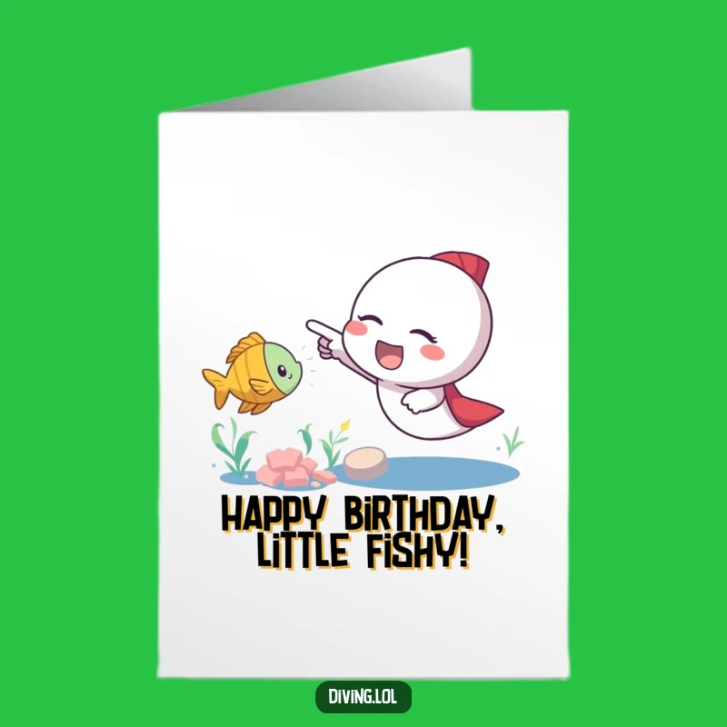 Free Printable Birthday Card: Excited Character and Fish for a Playful Celebration