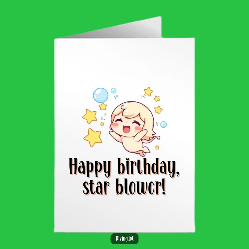 Free Printable Birthday Card: Star Bubbles Character, Joyful Underwater Fun, Downloadable Gift