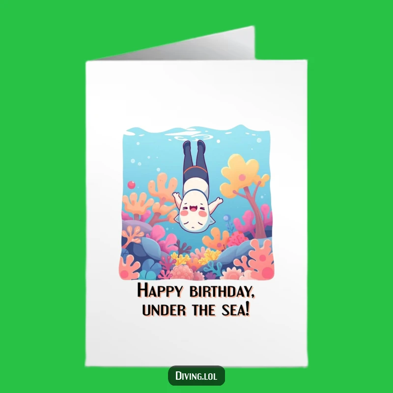 Free Printable Underwater Birthday Card: Funny Giggling Character Gift