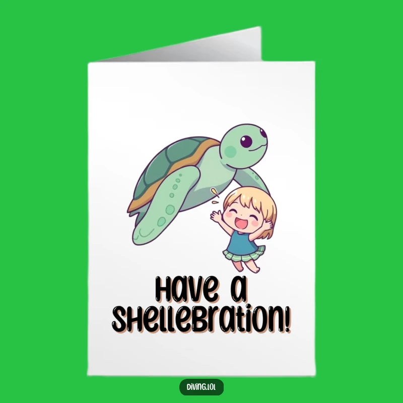 Free Printable Birthday Card: Happy Character Waving Turtle - Fun Downloadable Gift
