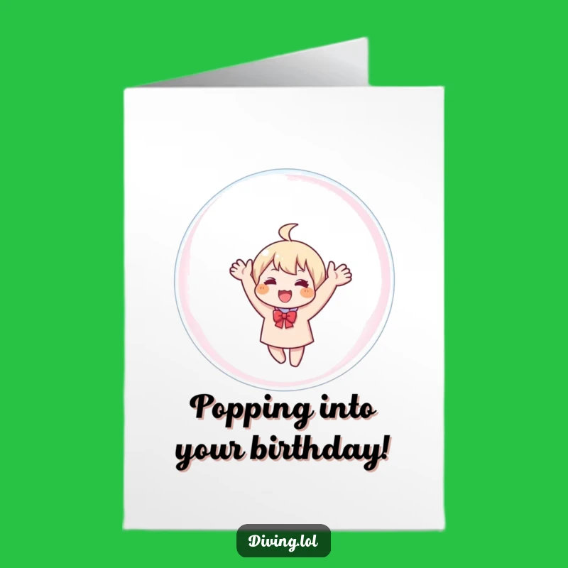 Free Printable Birthday Card: Waving Bubble Character Funny Downloadable Gift