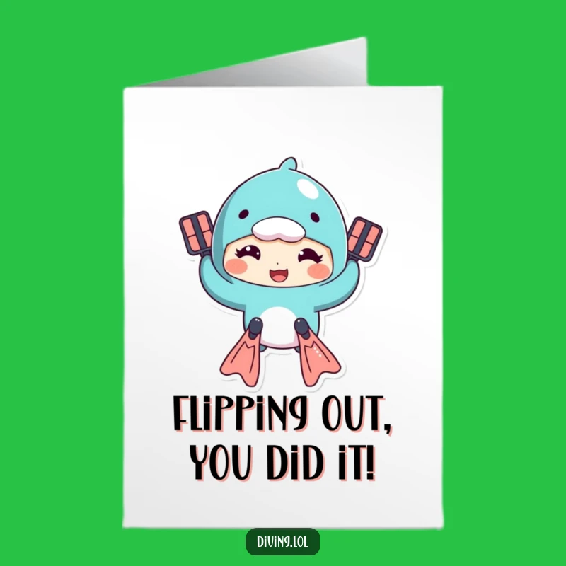 Free Printable Congrats Card: Flipping Fun Swimmer, Downloadable Achievement Greeting