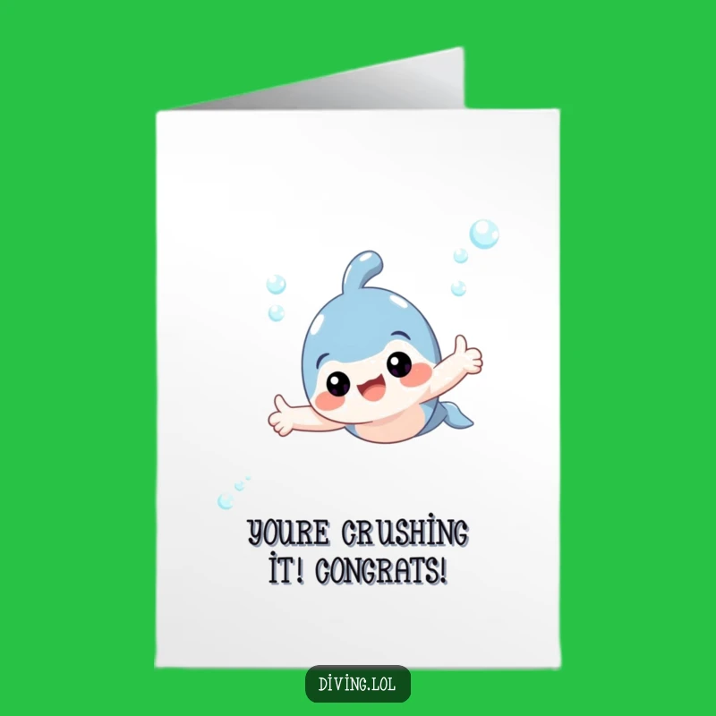 Free Printable Congrats Card: Adorable Underwater Thumbs Up, Funny Success Downloadable Gift