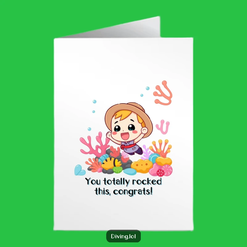 Free Printable Congrats Card: Excited Reef Explorer Funny Downloadable Gift