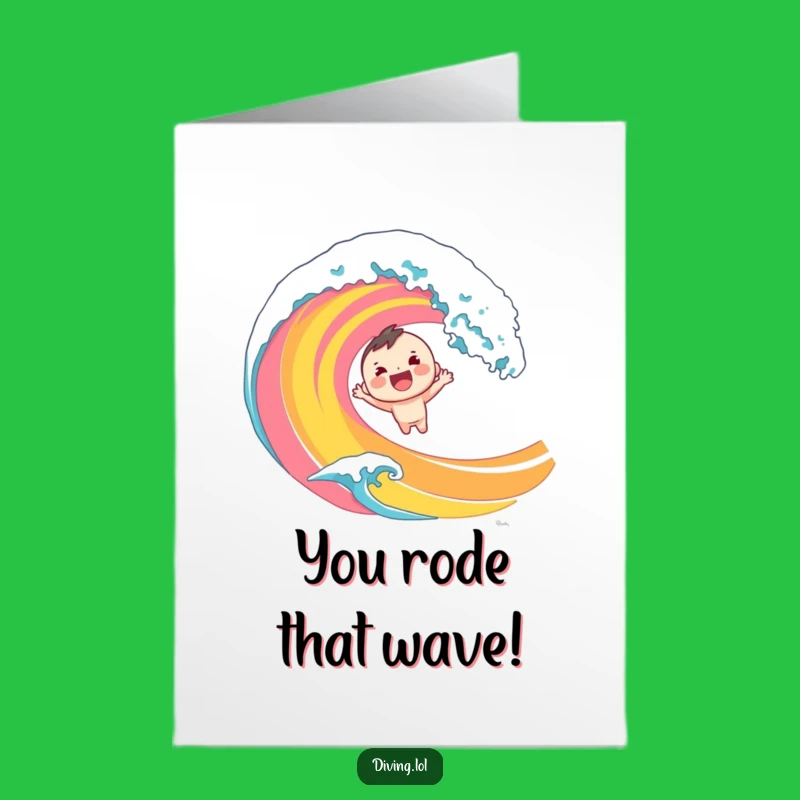 Free Printable Congrats Card: Wave Dive Character - Exciting Downloadable Gift for Achievers