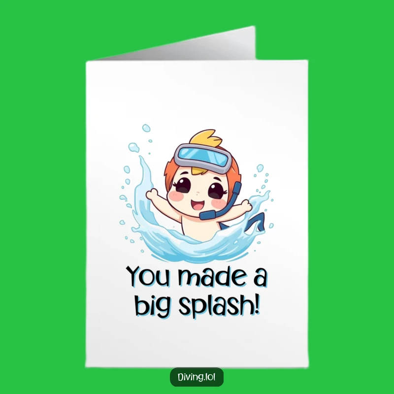Free Printable Congratulations Card: Funny Diver Splashing, Downloadable Achievement Greeting
