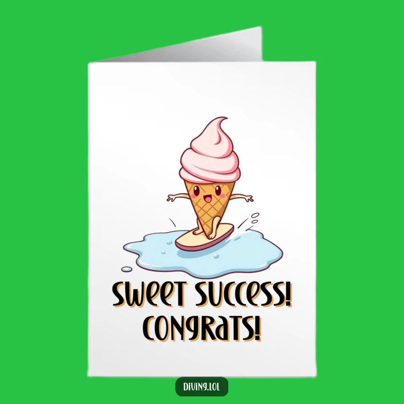 Free Printable Ice Cream Congrats Card: Surfing Cone Greeting Funny Downloadable Gift!