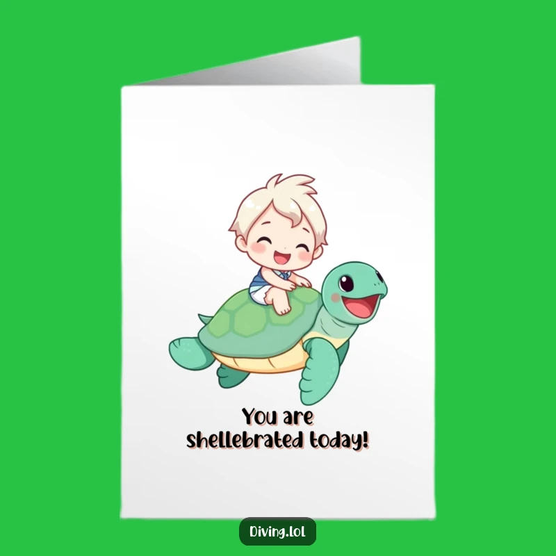 Free Printable Congrats Card: Joyful Turtle Rider, Humorous Downloadable Gift for Any Achievement