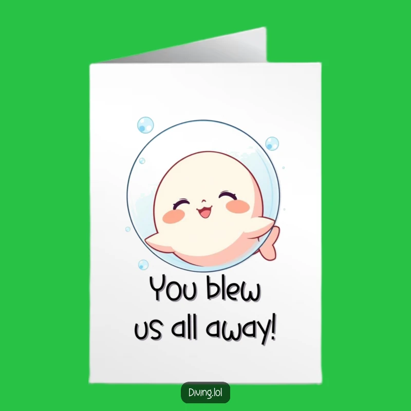 Free Printable Congrats Card: Kawaii Bubble Character Joyful Greeting Download
