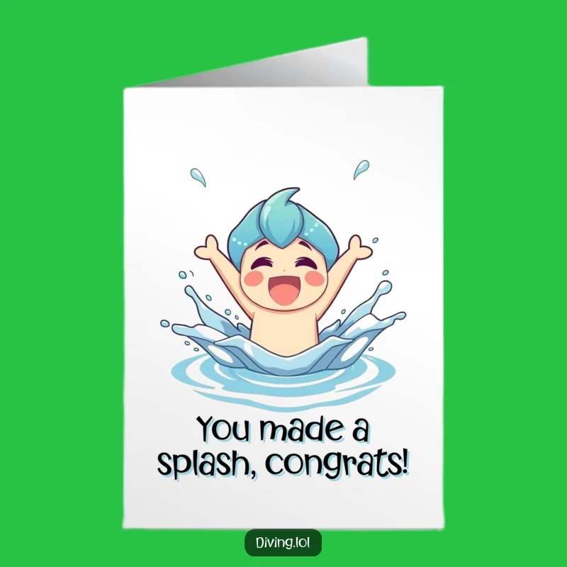 Free Printable Congrats Card: Triumphant Splash Character Funny Downloadable
