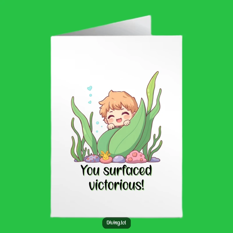Free Printable Congrats Card: Underwater Character Cheers Your Success!