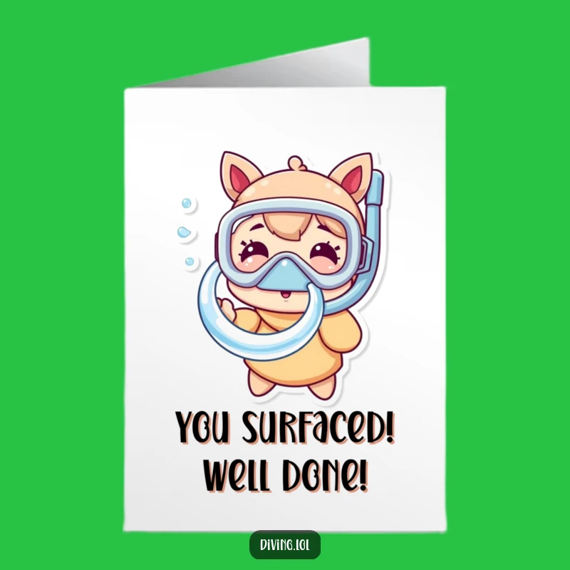 Free Printable Congrats Card: Snorkel Character's Bubble Ring for Celebrating Success