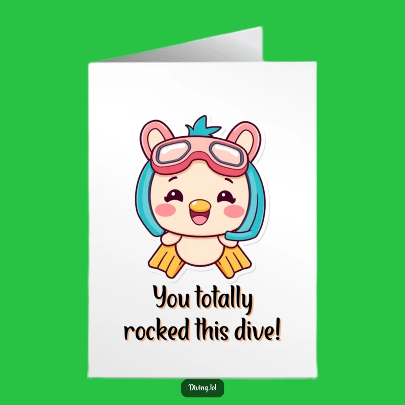 Free Printable Kawaii Diver Congrats Card: Whimsical Downloadable Gift for Big Achievements