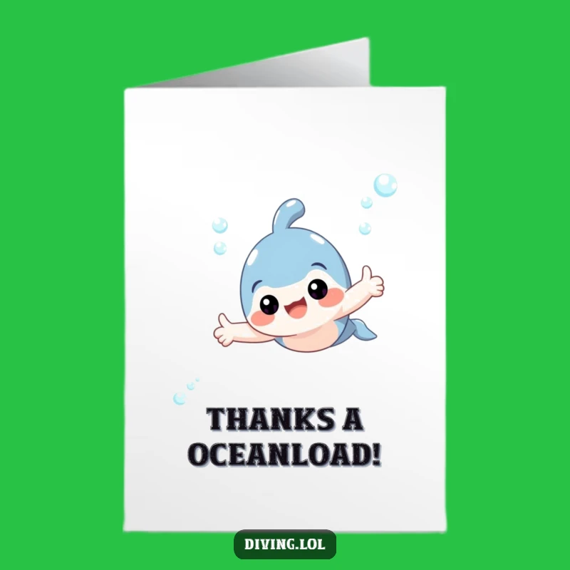 Free Printable Thank You Card: Adorable Underwater Thumbs Up, Funny Gratitude Downloadable Gift