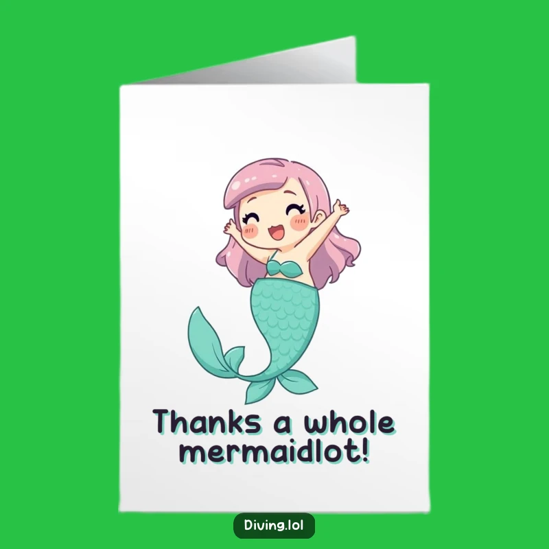 Free Printable Thank You Card: Playful Mermaid Character Funny Downloadable