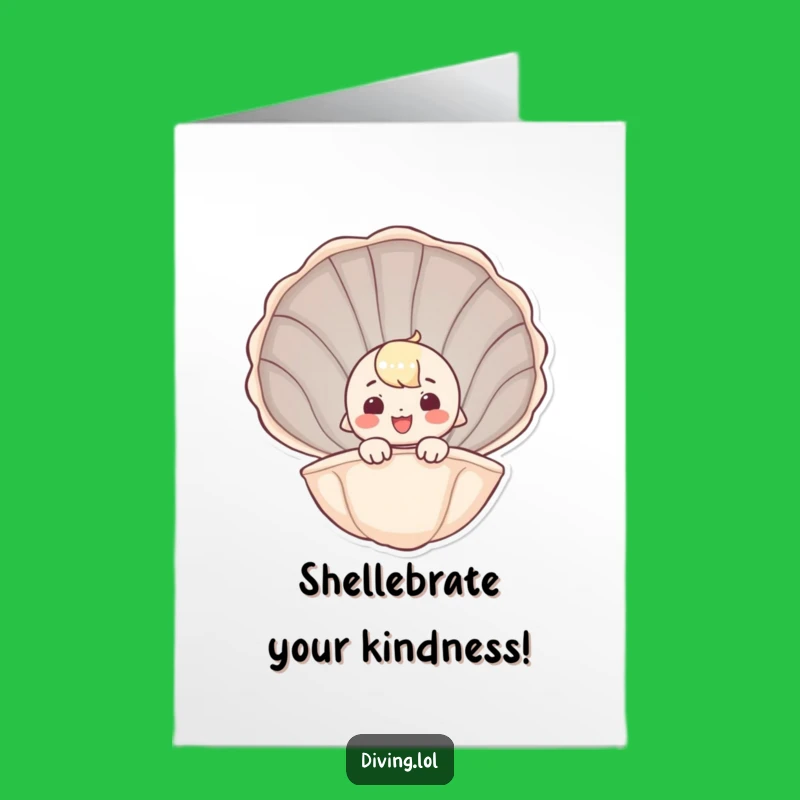 Free Printable Thank You Card: Seashell Peeker, Funny Gratitude Downloadable Gift