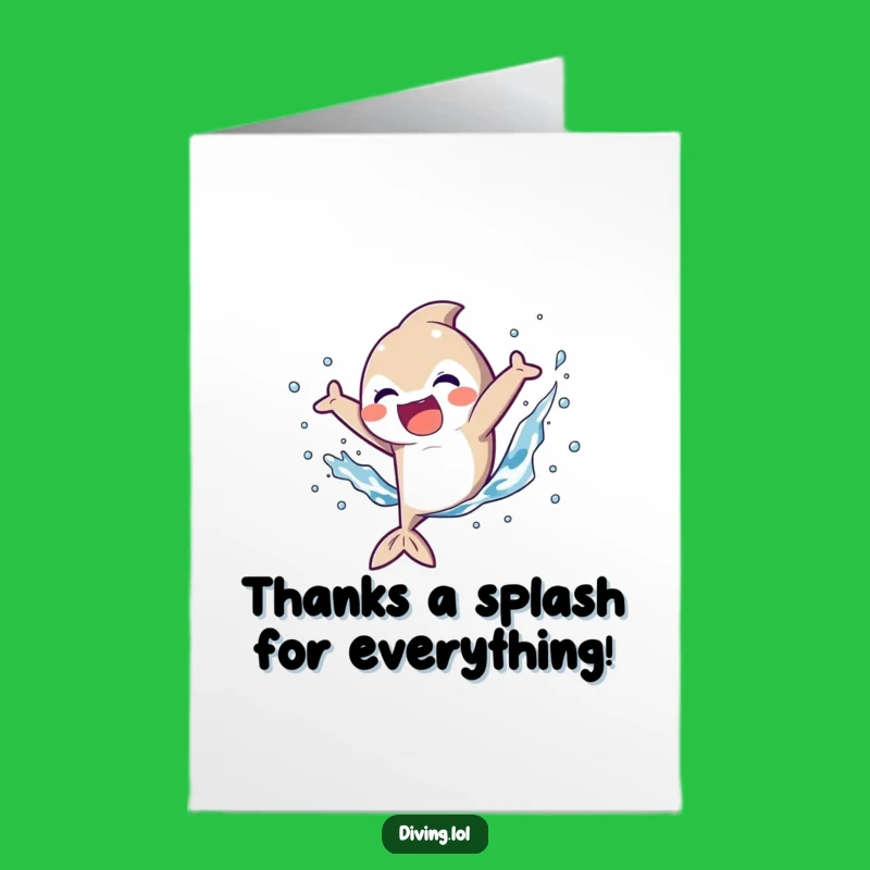Free Printable Thank You Card: Splashy Character Kicking Fins - Funny Downloadable Gift!