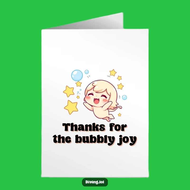 Free Printable Thank You Card: Star Bubbles Character, Joyful Gratitude, Downloadable Gift