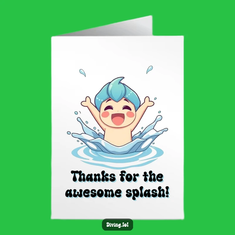 Free Printable Thank You Card: Triumphant Splash Character Funny Downloadable