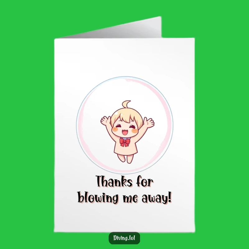 Free Printable Thank You Card: Waving Bubble Character Funny Downloadable Gratitude