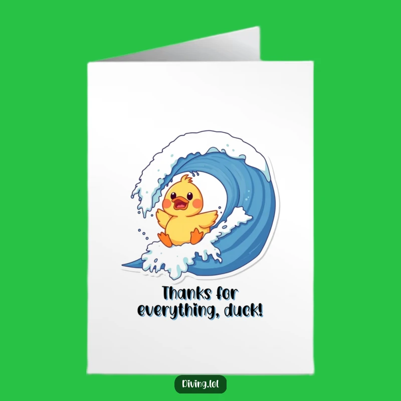 Surprised Duck Wave Thank You Free Printable Card - A Big Thank You Splash!