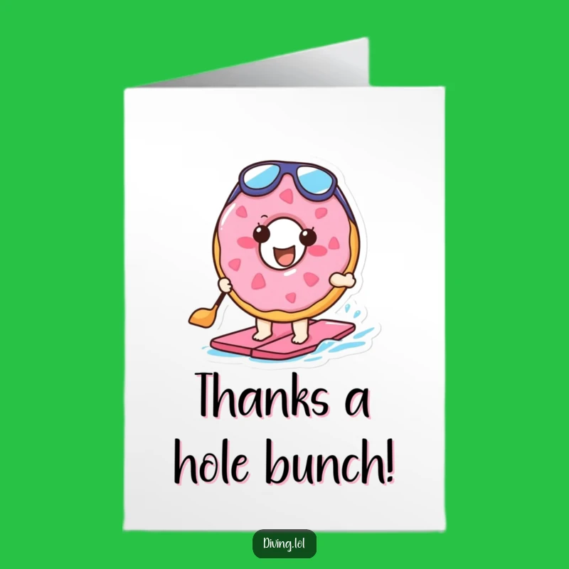 Free Printable Donut Thank You Card: Paddling Doughnut Digital Greeting Funny Downloadable Gift!