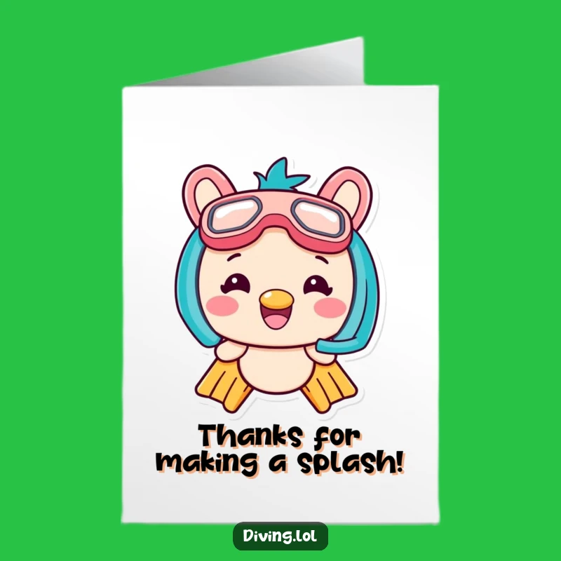 Free Printable Kawaii Diver Thank You Card: Cute Downloadable Gift of Gratitude
